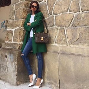 Zara Green Double-Breasted Coat